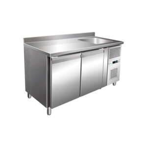 Tavolo frigo ventilato con lavello 2 porte Forcar G-GNS2200TN | 390 L | -2/+8 °C | L151xP70xH96 cm