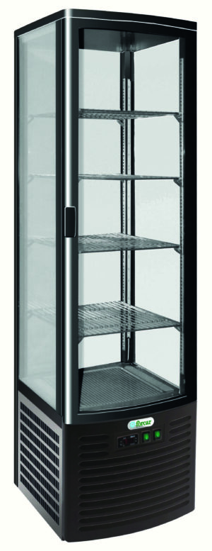 Vetrina pasticceria 4 lati vetro Forcar G-LSC280B | 280 L | ventilata +2/+8°C | 51,5x48,5x203,5 cm