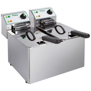 Friggitrice elettrica da banco 2 vasche 4+4 L | FIMAR FR44N | L38xP42,5/57xH32 cm | 5 kW