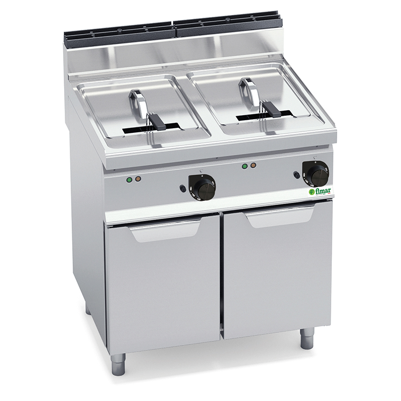 Friggitrice elettrica con mobile 2 vasche 18+18 L | FIMAR SFM18D | L80xP70xH98 cm | 27 kW