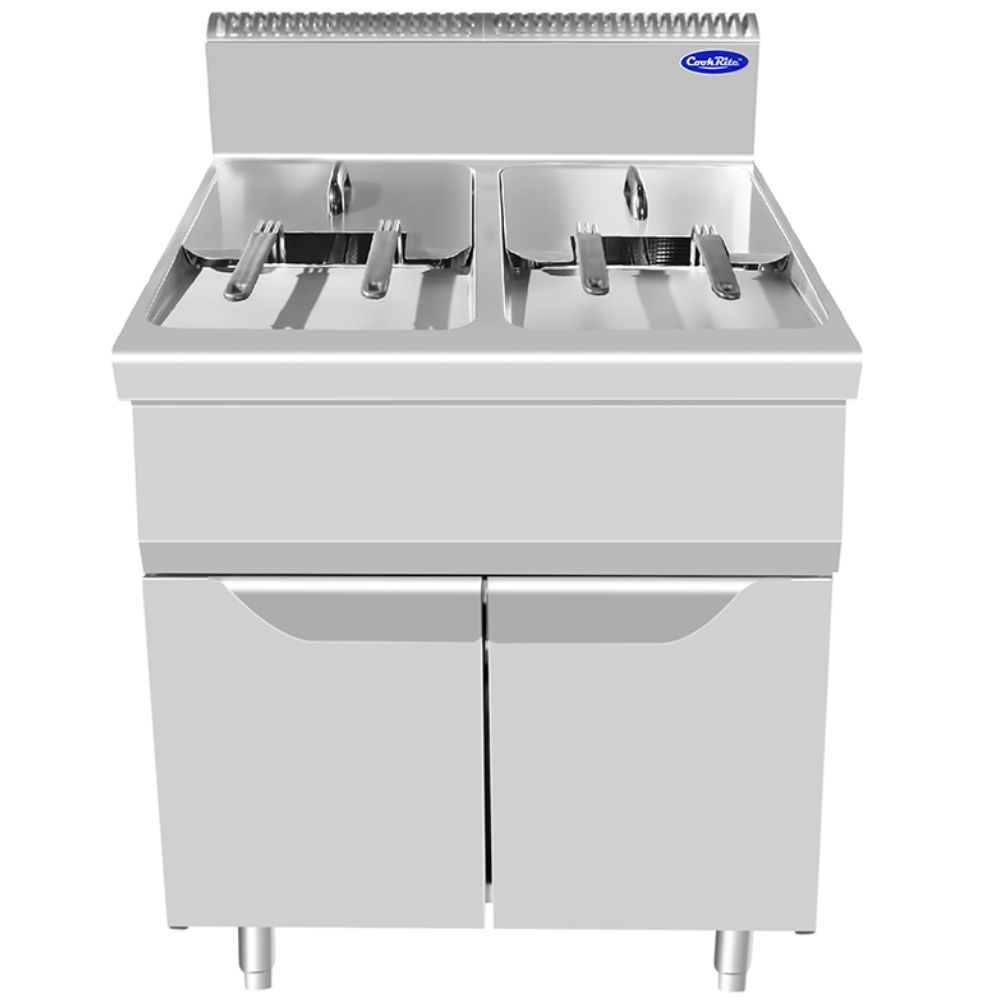 Friggitrice elettrica doppia vasca Atosa AT9E8F-F – serie 90 – 36 kW – L80×P90×H114 cm