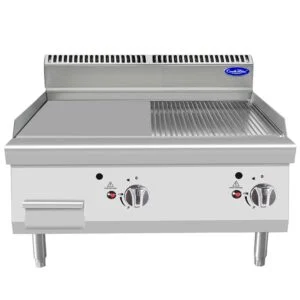 Fry top a gas liscio/rigato Atosa AT7G8G-C-D – serie 70 – 14 kW – L80×P70×H54,7 cm