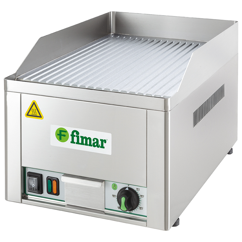 Fry top elettrico da banco, piastra rigata cromata | FIMAR FRY1RC | 33,5x57x30 cm | 3 kW