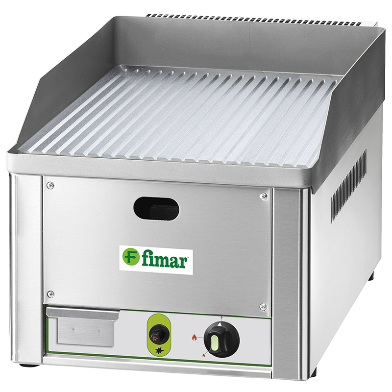Fry top a gas da banco, piastra rigata cromata | FIMAR FRY1RMC | 35,5x60x30 cm | 4 kW