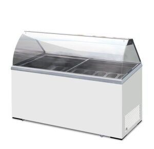 Vetrina orizzontale gelateria 8 gusti gelato statica - ICE 8 - Temp. -13°C/-23°C - Dim. Cm. 155.5x63.5x124h