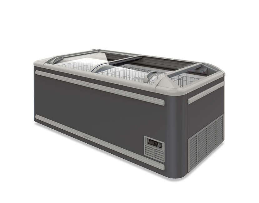 Isola congelatrice statica per surgelati con vetro curvo scorrevole – Klimaitalia ISCHIA 18 | -24/-18 °C | L 187 × P 86 × H 85 cm