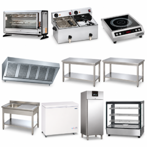 Kit rosticceria con dieci attrezzature incluse, compresi due tavoli
