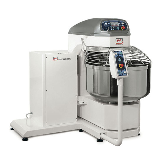 Impastatrice automatica Mecnosud SPRB100 – 100 kg, ribaltatore basso per scarico su banco