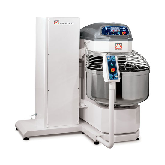 Impastatrice automatica Mecnosud SPRS100 – 100 kg, ribaltatore alto per scarico su tramoggia o spezzatrice