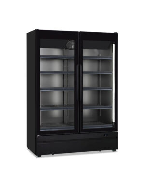 Armadio frigo murale positivo ventilato per prodotti freschi 2 porte vetro – Klimaitalia ROMA 124 TN BLK | +0/+10 °C | L 124,5 × P 72,7 × H 196,7 cm