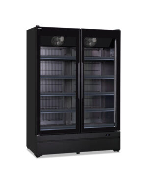 Armadio congelatore murale negativo ventilato per prodotti surgelati 2 porte vetro no frost – Klimaitalia ROMA 137 BT BLK | -22/-18 °C | L 137 × P 74,5 × H 196,7 cm