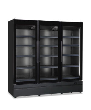 Armadio frigo murale positivo ventilato per prodotti freschi 3 porte vetro – Klimaitalia ROMA 187 TN BLK | +0/+10 °C | L 187,3 × P 72,7 × H 196,7 cm