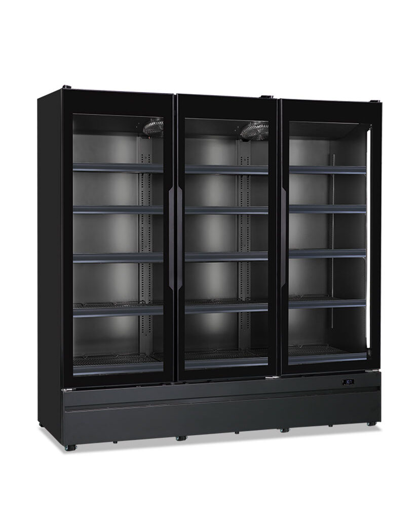 Armadio frigo murale positivo ventilato per prodotti freschi 3 porte vetro – Klimaitalia ROMA 187 TN BLK | +0/+10 °C | L 187,3 × P 72,7 × H 196,7 cm