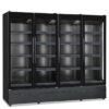 Armadio frigo murale positivo ventilato per prodotti freschi 4 porte vetro – Klimaitalia ROMA 250 TN BLK | +0/+10 °C | L 250 × P 72,7 × H 196,7 cm