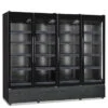 Armadio frigo murale positivo ventilato per prodotti freschi 4 porte vetro – Klimaitalia ROMA 250 TN BLK | +0/+10 °C | L 250 × P 72,7 × H 196,7 cm