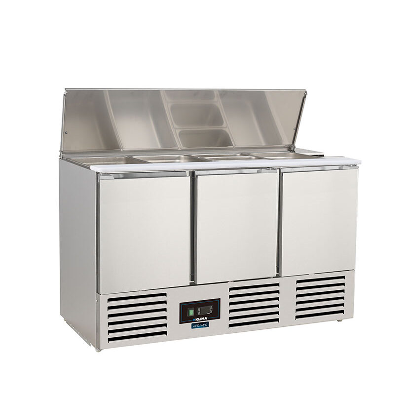 SALADETTE REFRIGERATA POSITIVA STATICA 3 PORTE – SF 903 BC – Temp. +2°C/+8°C – Dim. cm. L136,8xP70xh87