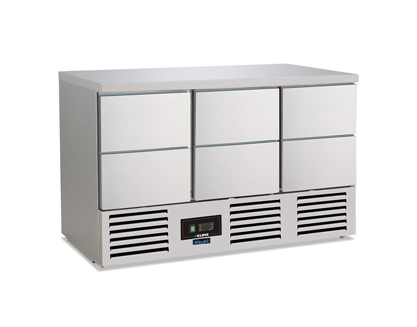 SALADETTE REFRIGERATA POSITIVA STATICA 6 CASSETTI – SF 906 CST – Temp. +2°C/+8°C – Dim. cm. L136,8xP70xh87