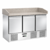 Saladette refrigerata ventilata Amitek AK923PZV | 3 porte | Piano in granito con alzatina | +2/+8 °C | L140xP70xL102 cm