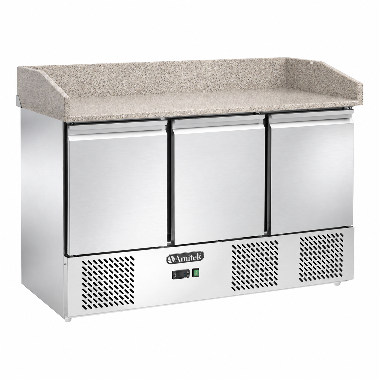 Saladette refrigerata ventilata Amitek AK923PZV | 3 porte | Piano in granito con alzatina | +2/+8 °C | L140xP70xL102 cm