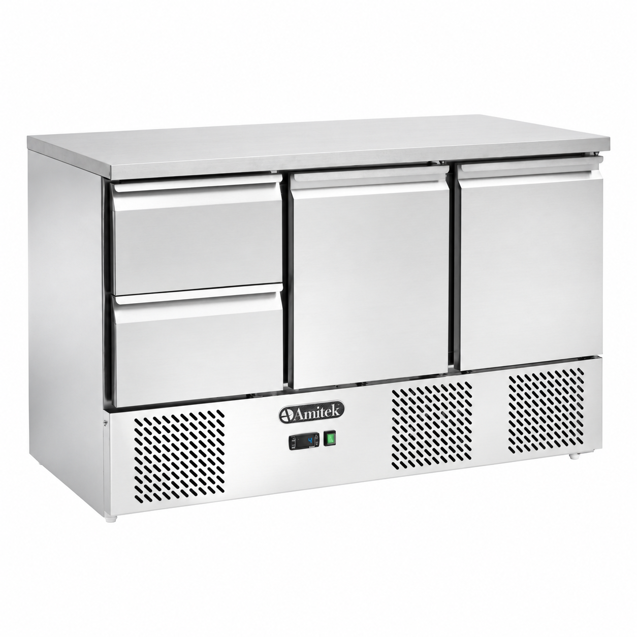 Saladette refrigerata ventilata Amitek AK923V-2D | 2 porte e 2 cassetti refrigerati | +2/+8 °C | L136,5xP70xL87,5 cm