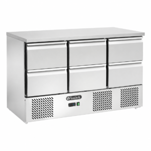 Saladette refrigerata ventilata Amitek AK923V-6D | 6 cassetti refrigerati | +2/+8 °C | L136,5xP70xL87,5 cm