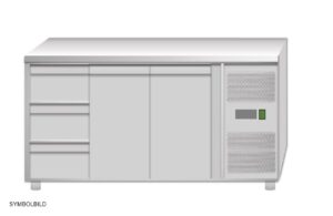 Tavolo frigo ventilato Amitek AK3104-11TN | 3 cassetti e 2 porte | -2/+8 °C | L179,5xP70xL85 cm
