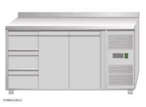 Tavolo frigo ventilato Amitek AK3204-11TN | 3 cassetti e 2 porte | con alzatina | -2/+8 °C | L179,5xP70xL95 cm
