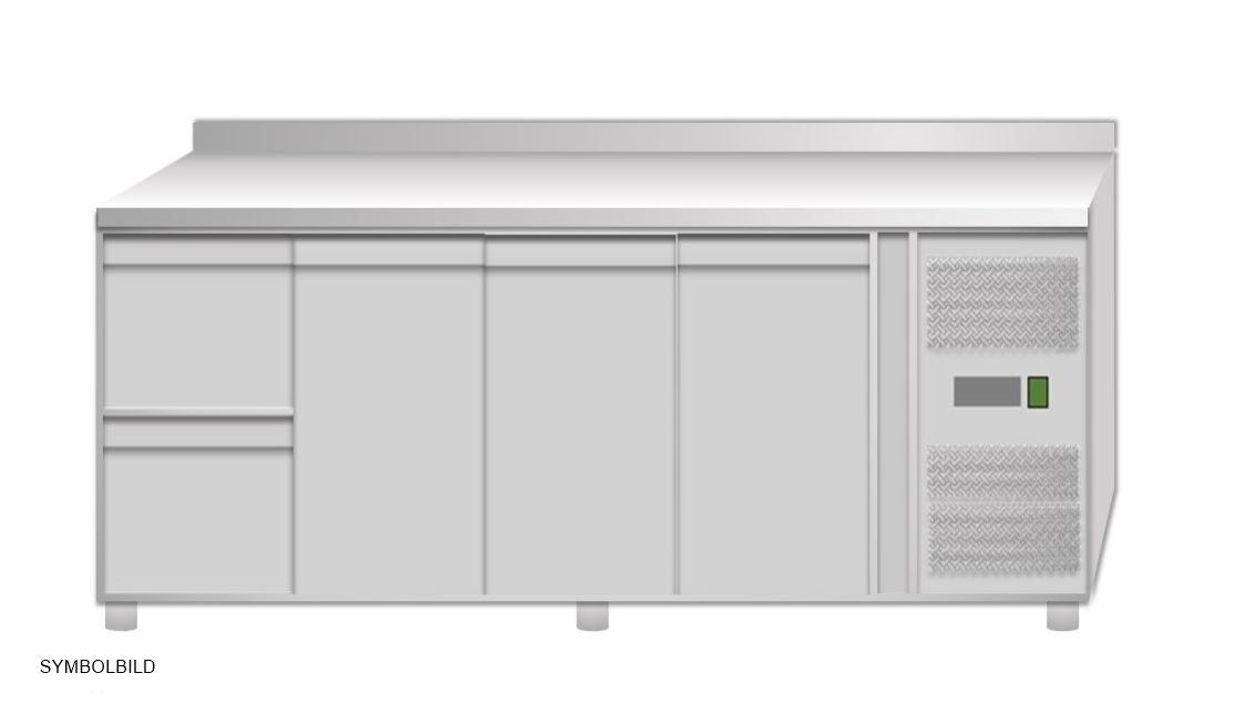 Tavolo frigo ventilato Amitek AK4204-10TN | 2 cassetti e 3 porte | con alzatina | -2/+8 °C | L223xP70xL95 cm