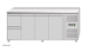 Tavolo frigo ventilato Amitek AK4104-10TN | 2 cassetti e 3 porte | -2/+8 °C | L223xP70xL85 cm