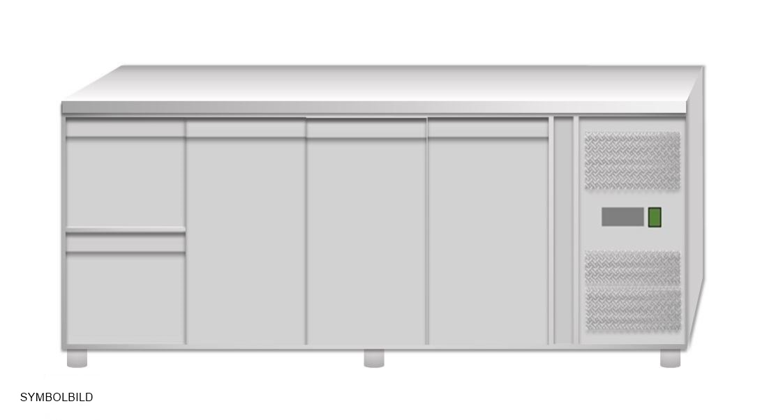 Tavolo frigo ventilato Amitek AK4104-10TN | 2 cassetti e 3 porte | -2/+8 °C | L223xP70xL85 cm