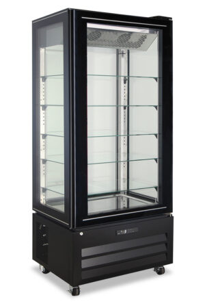 Vetrina verticale FREEZER congelatore per gelateria e pasticceria BT negativa ventilata - VICTORIA 85 NFN BLACK - 4 lati vetro NOFROST - Temp. -18°C/-21°C - Dim. cm. L85xP65xh195