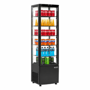Vetrina frigo ventilata Amitek AK290EBN | 4 lati vetro | 270 L | 0/+12 °C | L52xP48,5xL189 cm