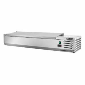 Vetrinetta refrigerata con coperchio inox Amitek AK14433L | 6 x GN1/4 | +2/+8 °C | L140xP33,5xL28 cm