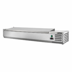 Vetrinetta refrigerata con coperchio inox Amitek AK15438L | 5 x GN1/3 + 1 x GN1/2 | +2/+8 °C | L150xP39,5xL28 cm