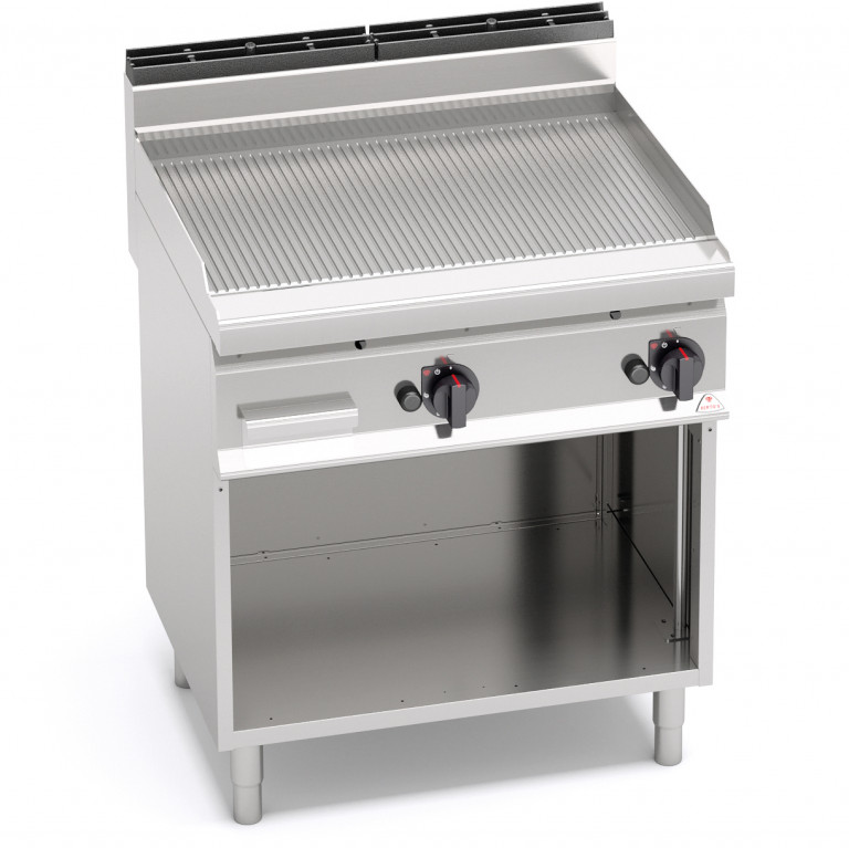 Fry top a gas con piastra rigata su vano aperto Berto’s G7FR8M-2