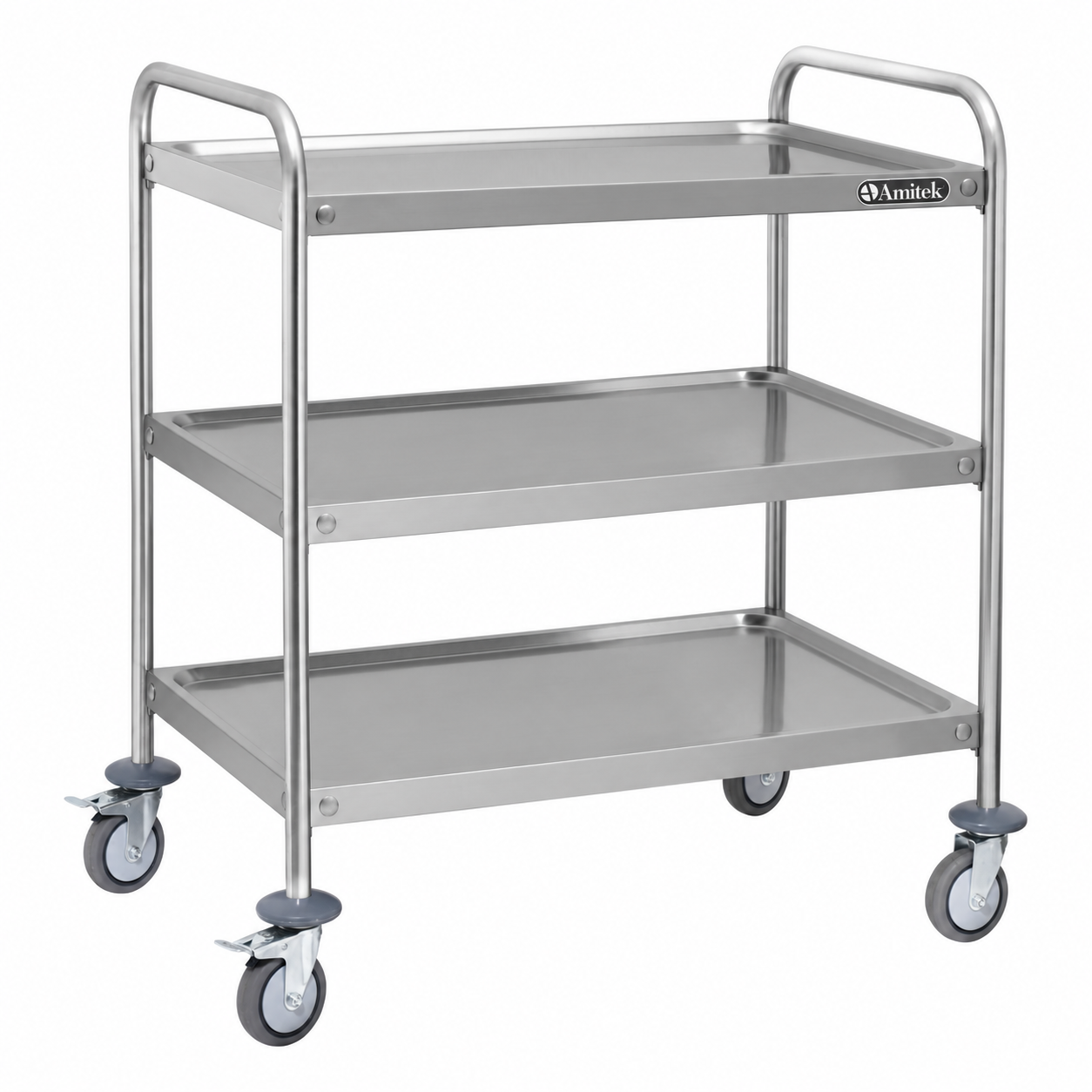 Carrello di servizio inox Amitek a 3 ripiani | Portata 120 kg