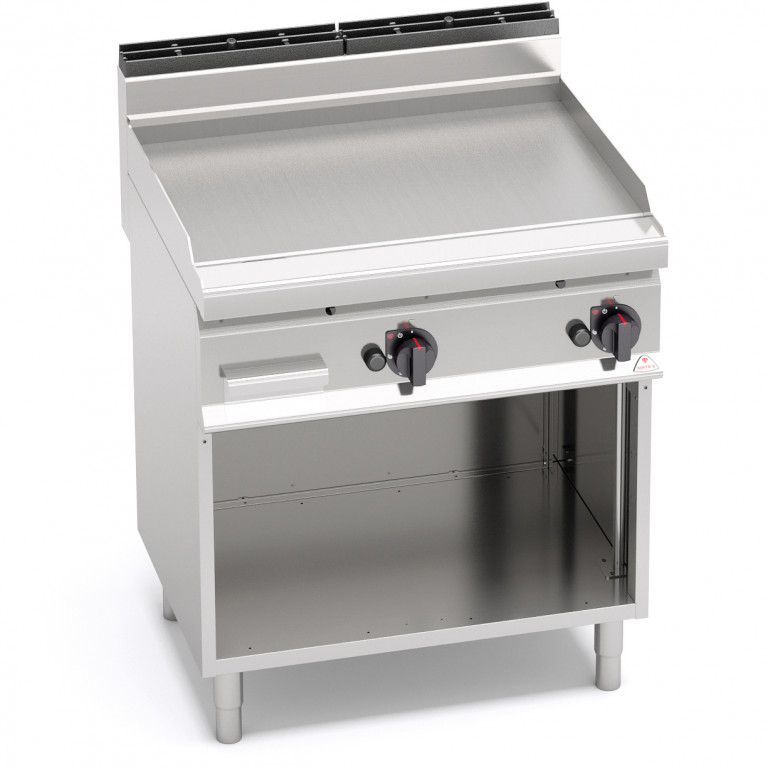 Fry top a gas con piastra liscia su vano aperto Berto’s G7FL8M-2