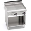 Fry top a gas con piastra mista liscia e rigata su vano aperto Berto’s G7FM8M-2