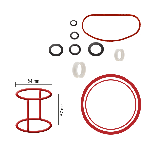 Kit guarnizioni tipo Coldelite Compacta RTX Inox e Vario Silver a una via - componenti del kit