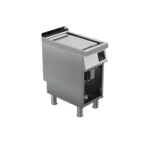 Fry top elettrico piastra liscia cromata satinata su vano aperto | Offcar M7FTE40LS | L 400 × P 730 × H 900 mm | 5,1 kW