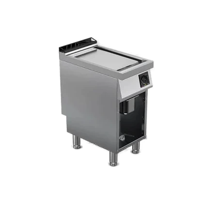 Fry top elettrico piastra liscia cromata satinata su vano aperto | Offcar M7FTE40LS | L 400 × P 730 × H 900 mm | 5,1 kW