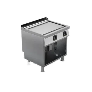 Fry top elettrico piastra liscia cromata satinata su vano aperto | Offcar M7FTE80LS | L 800 × P 730 × H 900 mm | 10,2 kW