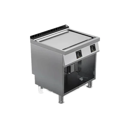 Fry top elettrico piastra liscia cromata satinata su vano aperto | Offcar M7FTE80LS | L 800 × P 730 × H 900 mm | 10,2 kW