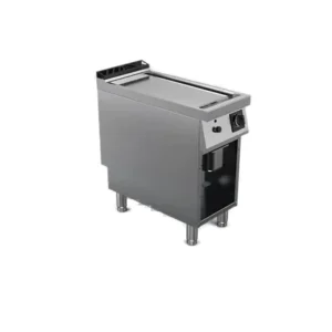 Fry top a gas piastra liscia cromata satinata su vano aperto | Offcar M9FTG40LS | L 400 × P 900 × H 900 mm | 8 kW