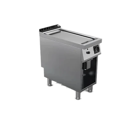 Fry top a gas piastra liscia cromata satinata su vano aperto | Offcar M9FTG40LS | L 400 × P 900 × H 900 mm | 8 kW