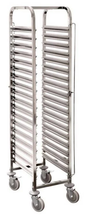 CARRELLO INOX PER 15 TEGLIE GASTRONORM 1/1 Cm 37x55x173,5h Portata 15 Kg a ripiano