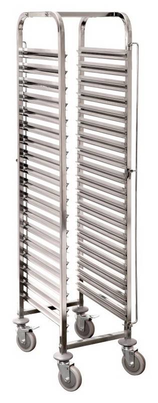 CARRELLO INOX PER 15 TEGLIE GASTRONORM 1/1 Cm 37x55x173,5h Portata 15 Kg a ripiano