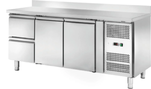 Tavolo frigo ventilato Amitek AK3204-10TN | 2 cassetti e 2 porte | con alzatina | -2/+8 °C | L179,5xP70xL95 cm