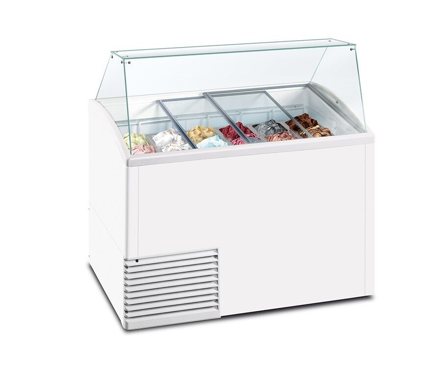 Vetrina orizzontale gelateria 10 gusti gelato statica - SLANT 510 ICE - Temp. -20°C /-15°C Dim. Cm 134,1 x 72,5 x 123,5h
