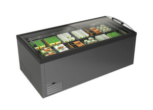 Isola refrigerata e congelatrice statica con vetri curvi scorrevoli e compressore a velocità variabile – Mondial SARDINIA 200 AV | -25/+5 °C | L 204,4 × P 96,4 × H 89,5 cm